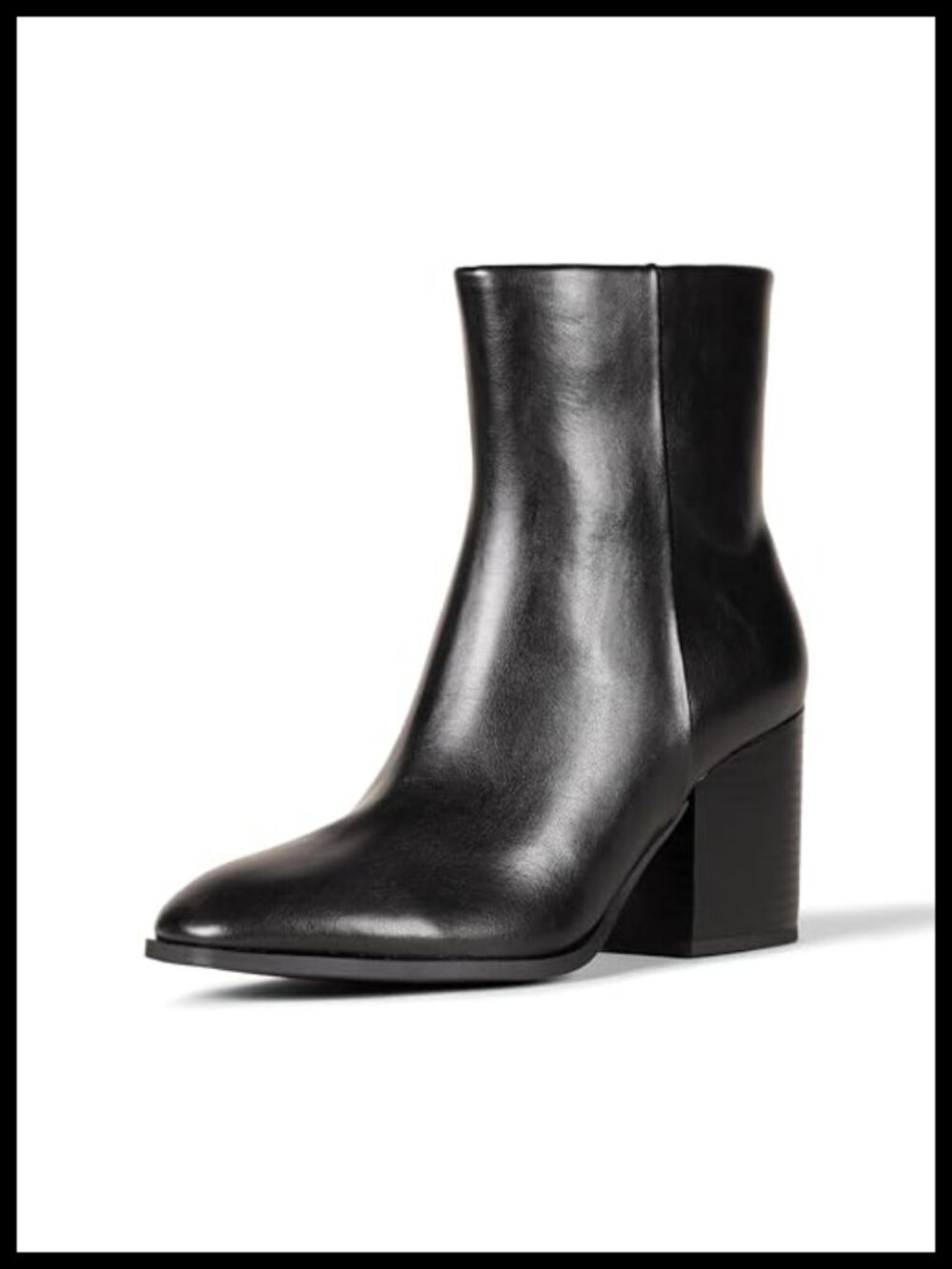 Faux Leather Stacked Heel Ankle Boots Memory Foam Zip